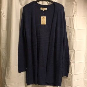Long blue sweater cardigan